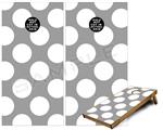 Cornhole Game Board Vinyl Skin Wrap Kit - Premium Laminated - Kearas Polka Dots Whtie On Gray fits 24x48 game boards (GAMEBOARDS NOT INCLUDED)