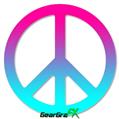 Smooth Fades Neon Teal Hot Pink - Peace Sign Car Window Decal 6 x 6 inches