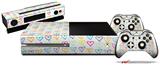 Kearas Hearts White - Holiday Bundle Decal Style Skin fits XBOX One Console Original, Kinect and 2 Controllers (XBOX SYSTEM NOT INCLUDED)