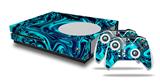 WraptorSkinz Decal Skin Wrap Set works with 2016 and newer XBOX One S Console and 2 Controllers Liquid Metal Chrome Neon Blue
