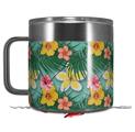 Skin Decal Wrap for Yeti Coffee Mug 14oz Beach Flowers 02 Seafoam Green - 14 oz CUP NOT INCLUDED by WraptorSkinz