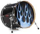 Vinyl Decal Skin Wrap for 22" Bass Kick Drum Head Metal Flames Blue - DRUM HEAD NOT INCLUDED