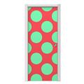 Kearas Polka Dots Green On Salmon Door Skin (fits doors up to 34x84 inches)